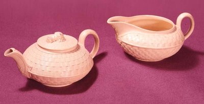 Wedgwood caneware teapot and milk jug, c.1860 by English School